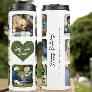 Photo collage love you dad text personalised thermal tumbler