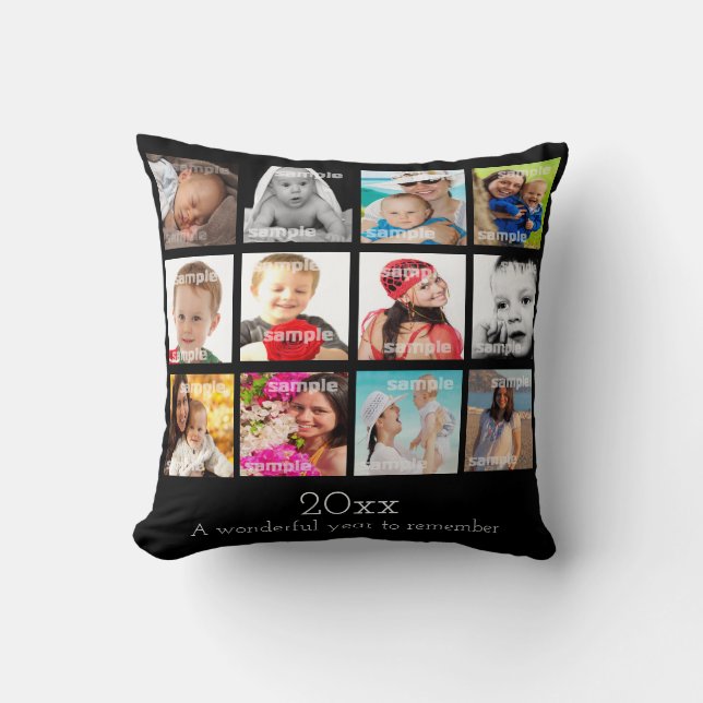 Photo Collage Make Your Own Year To Remember Cushion (Front)