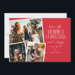 Photo Collage Merriest Christmas Red and White Invitation<br><div class="desc">Spread holiday cheer with our personalised Christmas card featuring a festive photo collage! This elegant design showcases three of your favourite photos framed in a classic red and white colour scheme. Perfect for sharing special memories with family and friends, this card combines modern style with a timeless holiday feel. Personalise...</div>