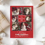 Photo Collage Merry Little Christmas Holiday Card<br><div class="desc">Celebrate the arrival of your little one with our Photo Christmas Birth Announcement. This elegant design allows you to share the joy of your newborn’s arrival during the festive season, blending the warmth of Christmas with the excitement of your baby's first moments. The announcement features a beautiful layout where your...</div>