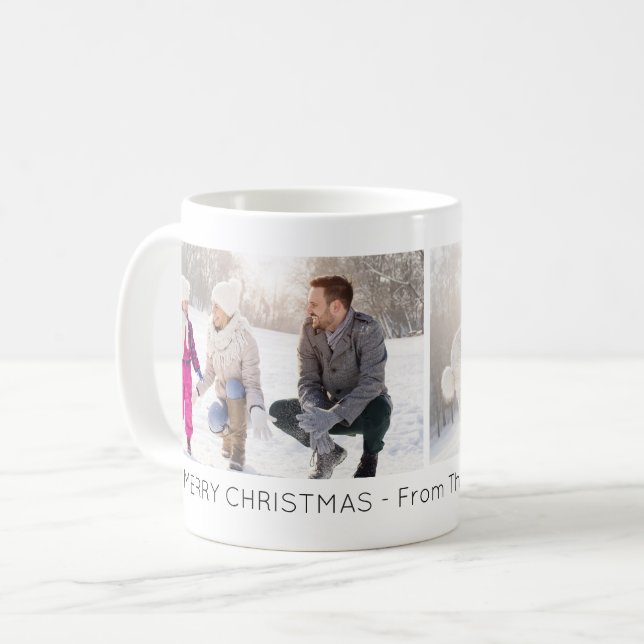 Photo Collage Minimal Christmas Coffee Mug (Front Left)