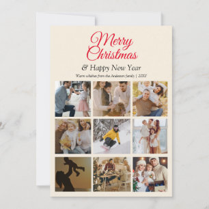 Photo Collage Minimal Simple Modern Christmas Card