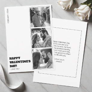 Photo Collage Modern Black and White Valentine Holiday Card