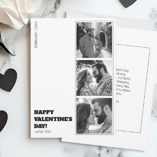 Photo Collage Modern Black and White Valentine Holiday Card