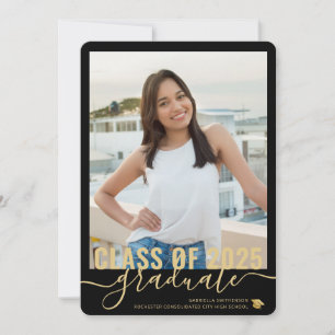 Photo Collage Modern Black Graduation Open House Announcement