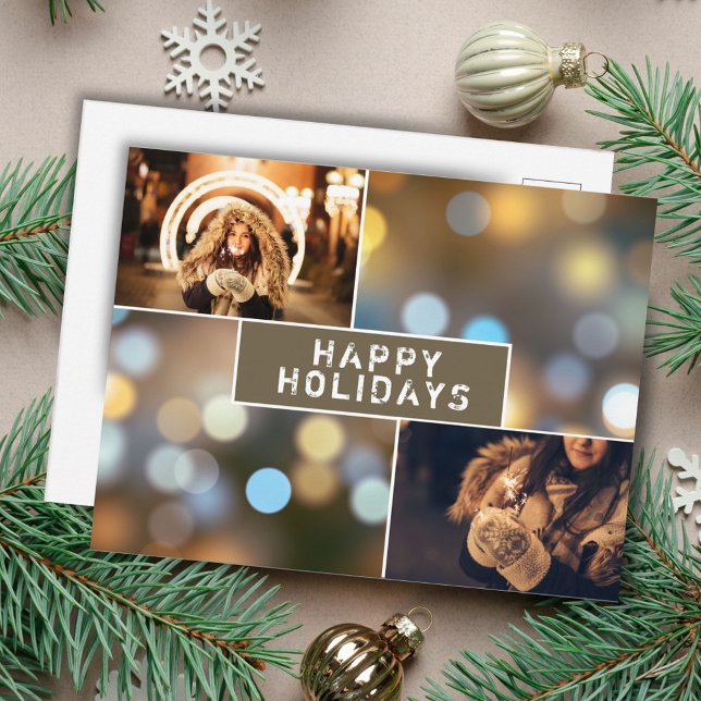 Photo Collage Modern Custom Holiday Postcard (Creator Uploaded)