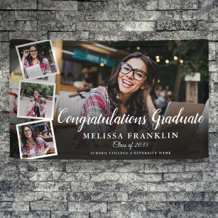 Photo Collage Modern Graduation Party Banner