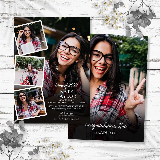 Photo Collage Modern Graduation Party Invitation (Photo Collage Modern Graduation Party Invitation)