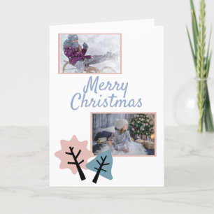 Photo Collage Modern Merry Christmas Family Holiday Card