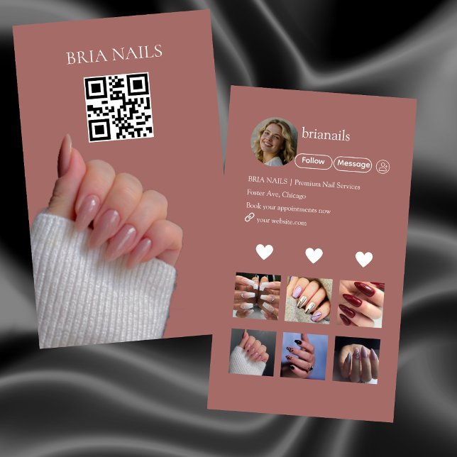 Photo Collage Modern Nail Technician QR Code  Business Card (Creator Uploaded)