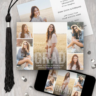 Photo Collage Modern Overlay Class Year Graduation Announcement