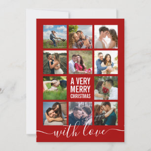 Photo Collage Modern Very Merry Christmas Holiday  Card