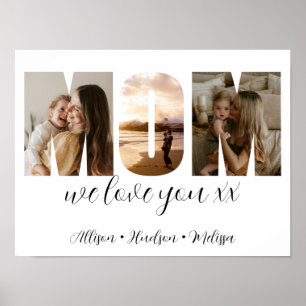 Photo Collage Mom Mothers day Gift With Kids Names Poster