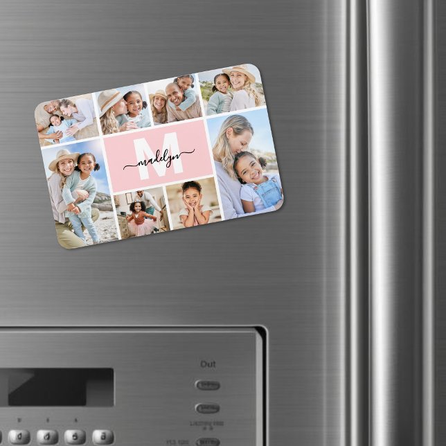 Photo Collage Monogram Picture Magnet (Photo Collage Monogram Picture Magnet)