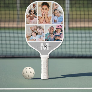 Photo Collage Monogram Picture Pickleball Paddle