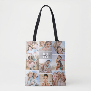 Photo Collage Monogram Picture Tote Bag