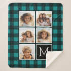 Photo Collage - Monogram Teal Black Buffalo Plaid