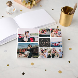 Photo Collage & Monogram Wedding Guestbook