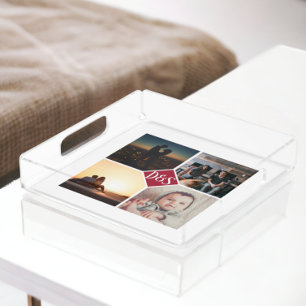 Photo Collage Monogrammed Personalised Acrylic Tray