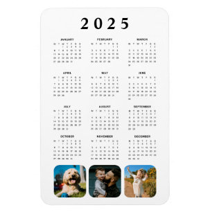 Photo Collage Monthly 2025 Calendar Magnet
