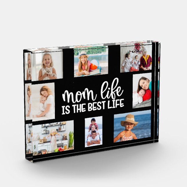 Photo collage Mothers day personalised gift black Block (Left)