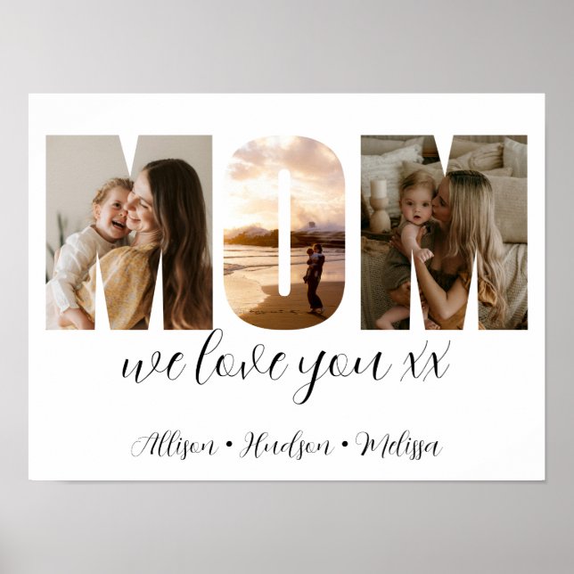 Photo Collage Mum Mothers day Gift With Kids Names Poster (Front)