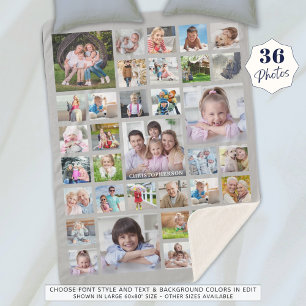 Photo Collage Name or Title Grey Sherpa Blanket