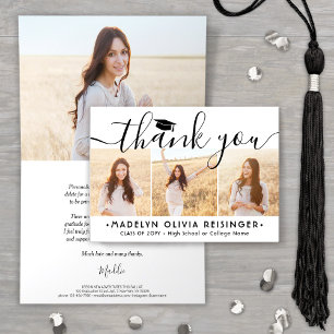 Photo Collage New Address Modern Graduation Thank You Card
