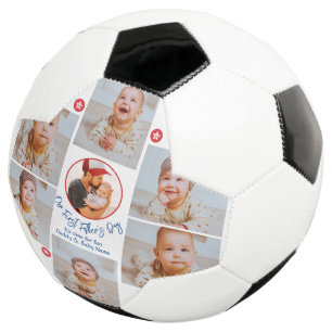 Photo Collage New Dad Modern First Fathers Day Soccer Ball
