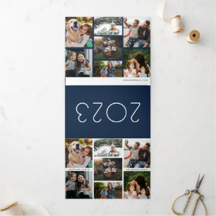 Photo Collage New Year Holiday Tri-Fold Holiday Card