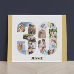 Photo Collage Number 30 Neutral 30th Birthday Faux Canvas Print<br><div class="desc">Create your own personalised photo gift for a 30th Birthday. This neat photo collage is in the shape of the number 30 on a white background with neutral beige sand / muted yellow borders. The collage can hold 14 photos and the template is set up ready for you to add...</div>
