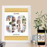 Photo Collage Number 30 Neutral 30th Birthday Poster<br><div class="desc">Custom Poster with number 30 photo collage - perfect for a unique 30th birthday gift. The poster is white with neutral beige sand / muted yellow borders and dark bronze modern typography. The photo collage holds up to 14 of your favourite family photos or you could create your own timeline...</div>