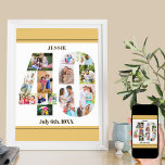 Photo Collage Number 40 Custom 40th Birthday Poster<br><div class="desc">Custom Poster with number 40 photo collage - perfect for a unique 40th birthday gift. The poster is white with neutral beige sand / muted yellow borders and bronze modern typography. The photo collage holds up to 15 of your current favourite family photos or create your own timeline of the...</div>