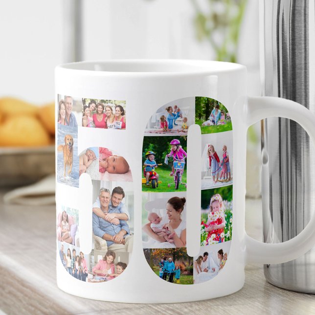 Photo Collage Number 50 - 50th Birthday Large Coffee Mug (Creator Uploaded)