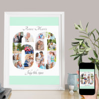 Photo Collage Number 60 Mint White 60th Birthday