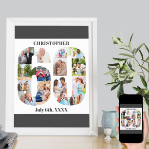 Photo Collage Number 60 Personalised 60th Birthday Poster