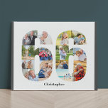 Photo Collage Number 66 Custom 66th Birthday Faux Canvas Print<br><div class="desc">Create your own personalised photo gift for a 66th Birthday. This neat photo collage is in the shape of the number 66 on a white background with charcoal grey borders. The collage can hold 14 photos and the template is set up ready for you to add your favourite photos. You...</div>
