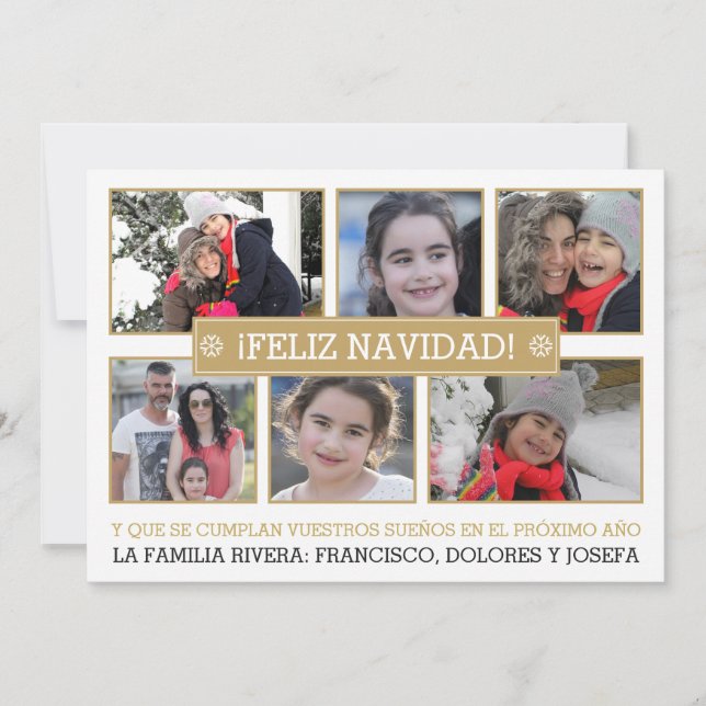 Photo collage of six photos modern ¡FELIZ NAVIDAD! Holiday Card (Front)
