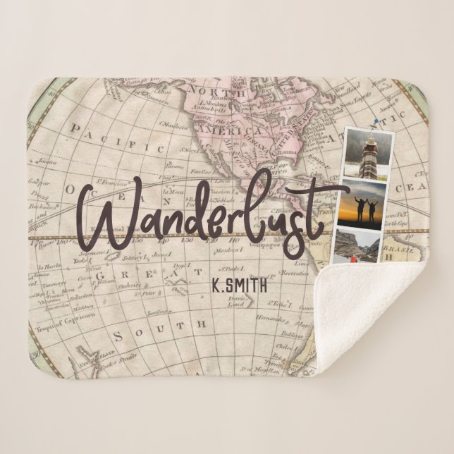 Photo Collage of Travel Memories. Wanderlust. Sherpa Blanket (Front (Horizontal))