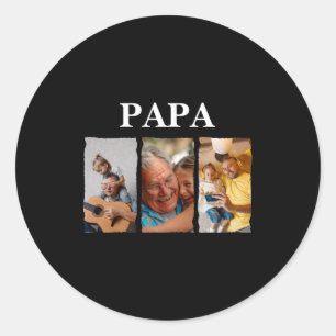Photo Collage Papa D Gift  Classic Round Sticker
