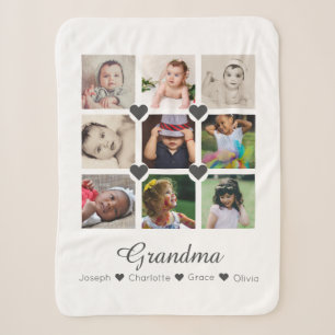 Photo Collage Personalised 9 Photos With Hearts Sherpa Blanket