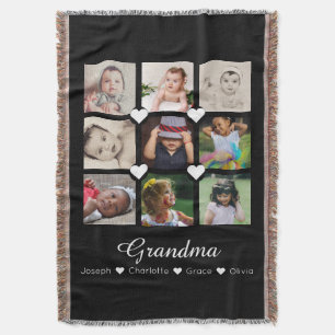 Photo Collage Personalised 9 Photos With Hearts Throw Blanket