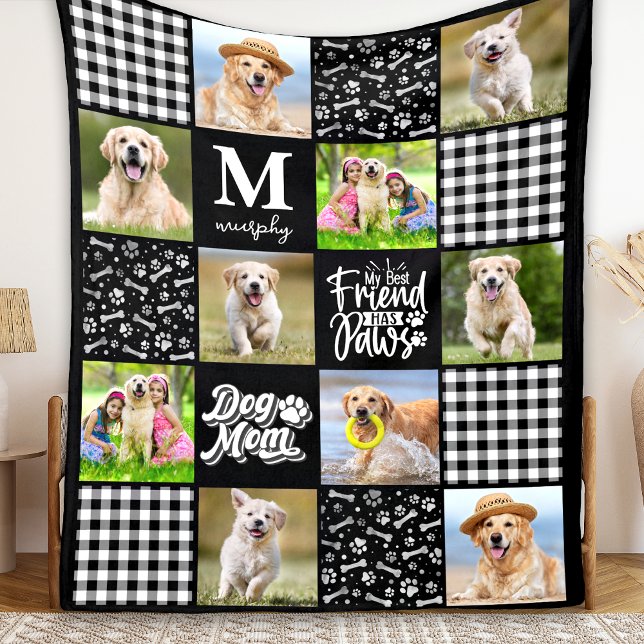 Photo Collage Personalised DOG MOM Unique Quilt Fleece Blanket (Creator Uploaded)
