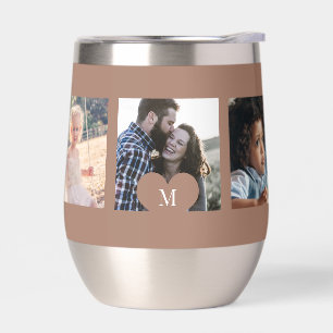 Photo collage personalised heart monogram brown