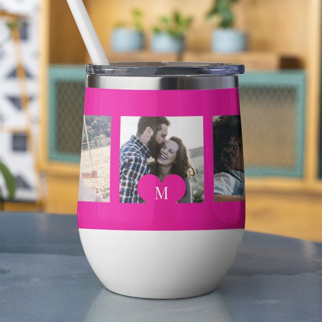 Photo collage personalised heart monogram hot pink (Creator Uploaded)