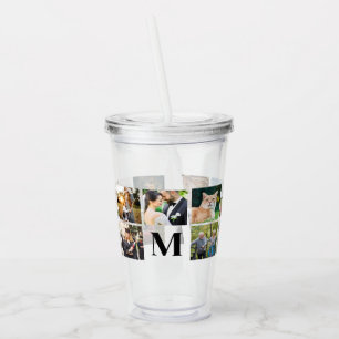Photo Collage Personalised Monogram Acrylic Tumbler