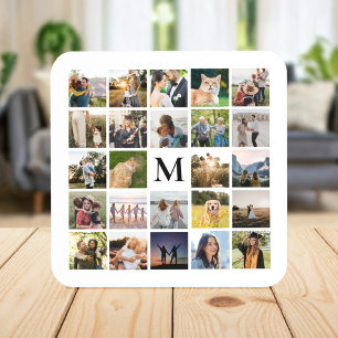 Photo Collage Personalised Monogram Coaster