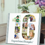 Photo Collage Personalised Number 16 Birthday Plaque<br><div class="desc">16th Birthday Plaque - personalised with a photo collage of your favourite photos and custom text. The photo template is set up ready for you to add your photos, which will be displayed in the shape of a number 16. The wording, which currently reads "Congratulations [name]!" can also be customised....</div>