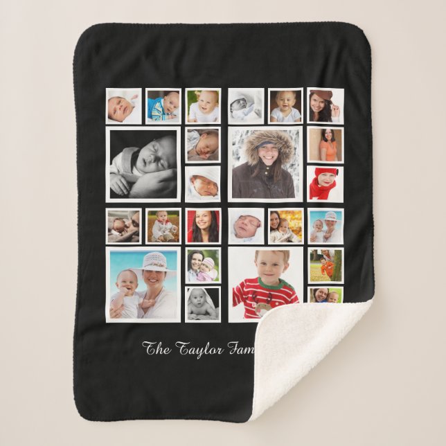 Photo Collage Personalised Sherpa Blanket (Front)