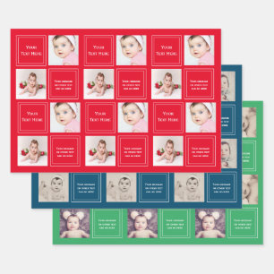 Photo Collage Personalised Template Wrapping Paper Sheet